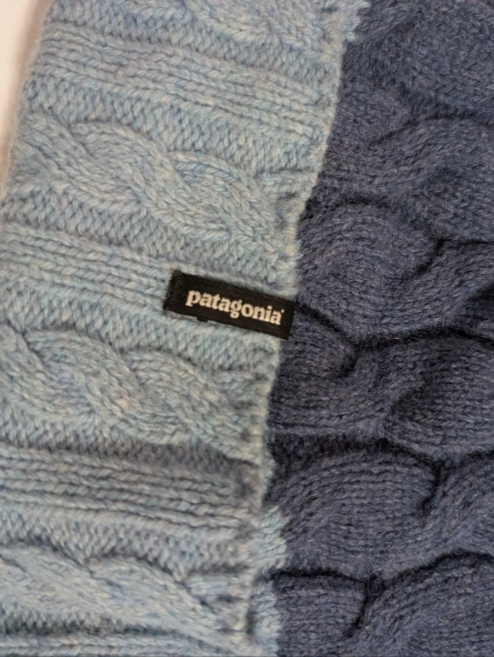 Patagonia Beanie Hat Blue Cable Knit Womens Mens Adult Wool Unisex One Size